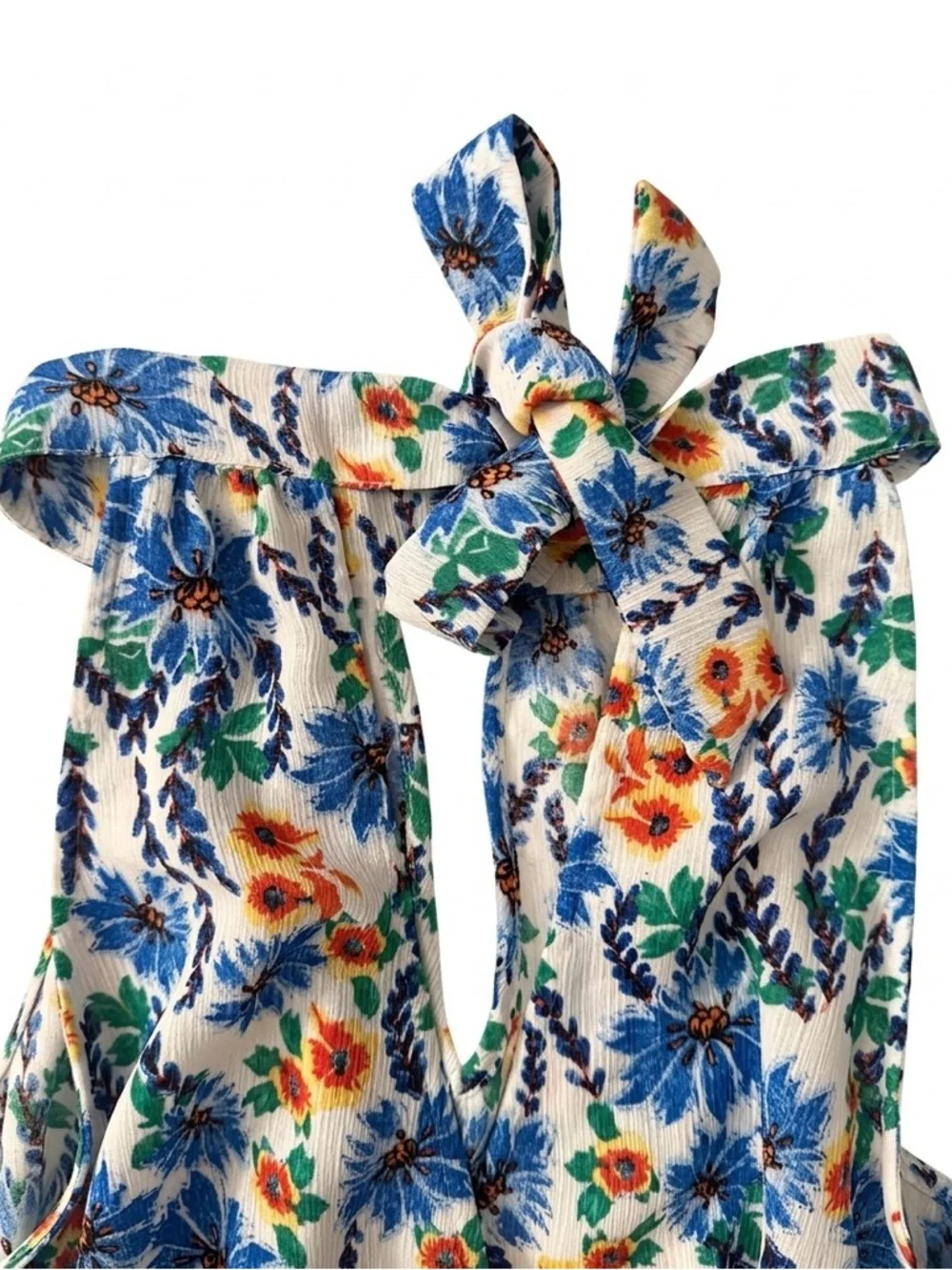 As U Wish White Floral Halter Romper with Blue & Green Print - Picture 8 of 11